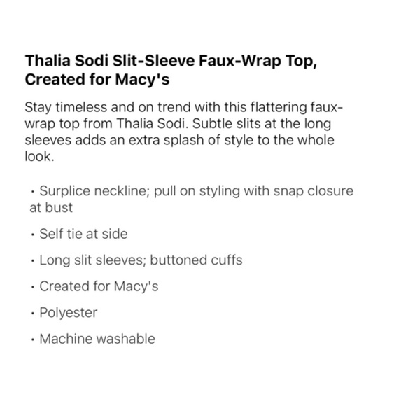 NWOT Thala Sodi Slit-Sleeve Faux-Wrap Top - Picture 2 of 6